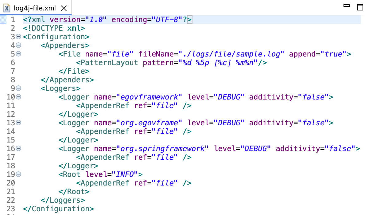 생성된 Configuration 파일 확인 (XML)