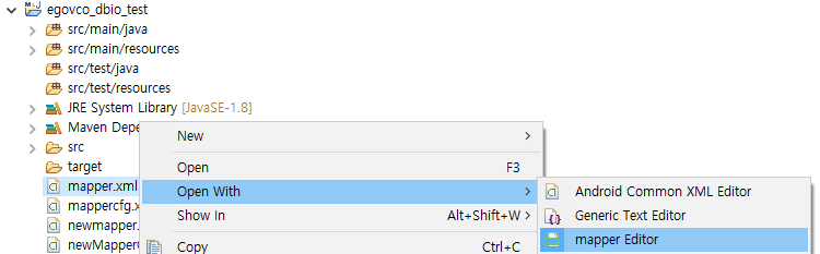 Mapper Editor로 열리지 않는 경우