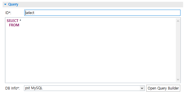 Mapper Editor의 기본 Query 편집화면