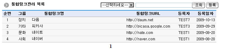 통합링크관리 목록